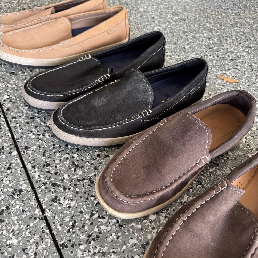 Cole Haan Black and Brown Slip-On Loafers Classic Design